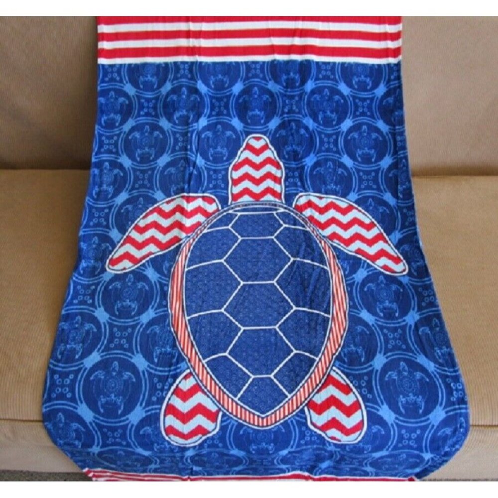 New Red White & Blue Sea Turtle Beach Towel Bath Pool GIFT Turtles US Flag USA - Picture 2 of 4